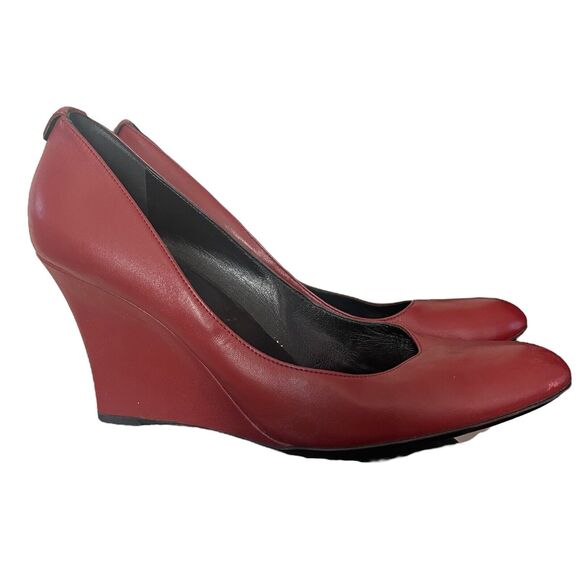 Gucci EUR 41 Wedge Heels Round Toe Deep Red Career Comfort GG Emblem - Picture 8 of 16